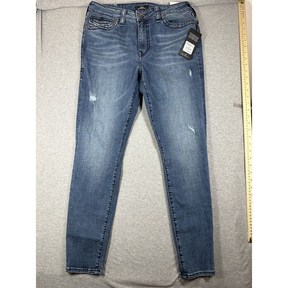 True Religion Women Cloud Sky Halle Mid Rise Super Skinny Jeans Sz W33 NWT